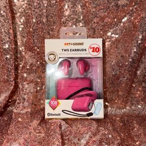 Pink TWS Earbuds with LCD Charging Case
